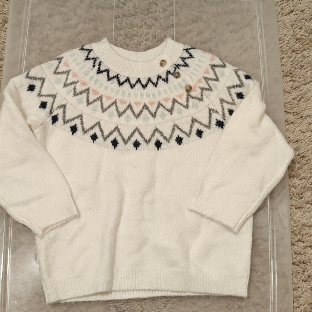 Cat & Jack White Sweater with Geometric Pattern